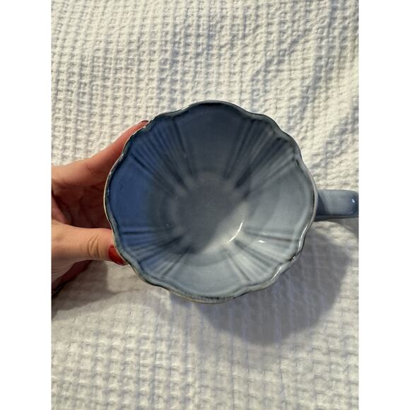 Code Maison Artisanal Floral Shape Coffee Tea Mug Cup 12oz Ceramic Blue - Picture 2 of 5